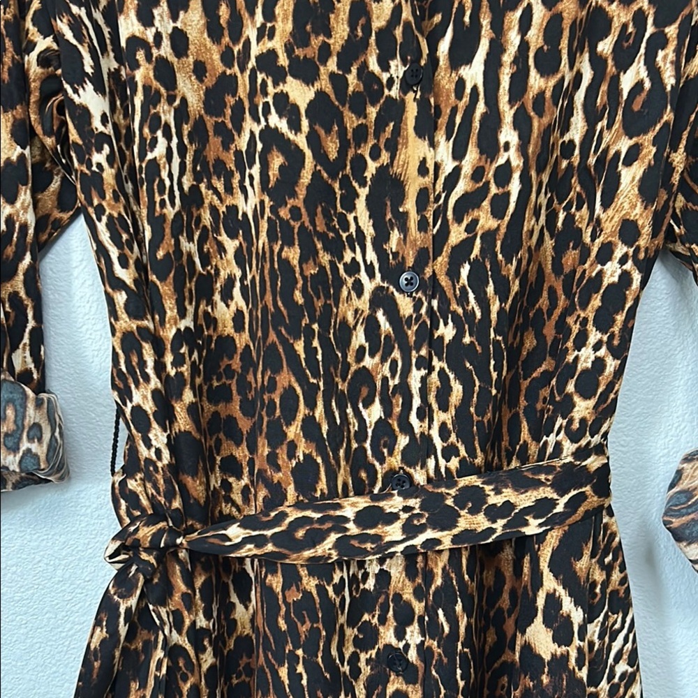 Cato Brown and Tan Leopard Print High Low Dress - Picture 4 of 4
